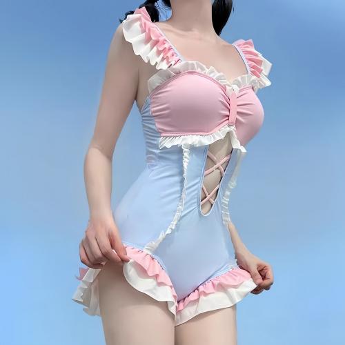 Polyester Monokini & padded patchwork pink PC