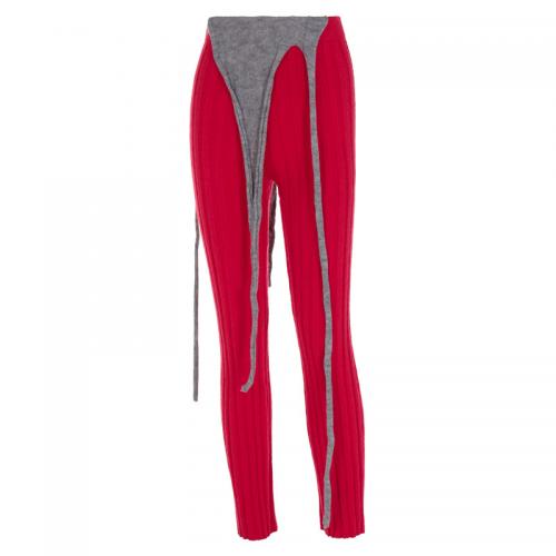 Spandex & Polyester Women Long Trousers & skinny red PC