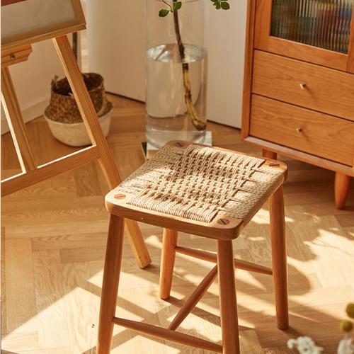 Wood Stool durable & breathable Cowhide PC