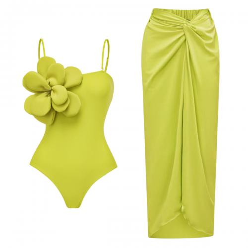Polyamide & Polyester One-piece Swimsuit  & padded Solid green PC
