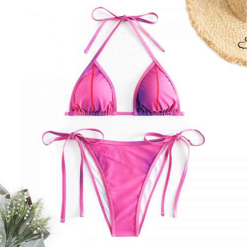 Spandex & Polyester Bikini & two piece & padded Solid pink Set