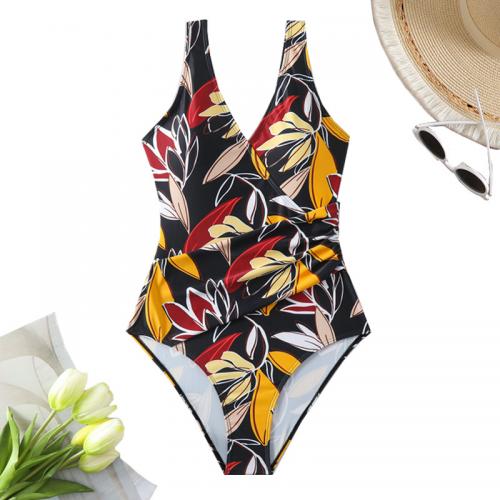 Spandex & Polyester Einteiliger Badeanzug, Gedruckt, Floral, mehrfarbig,  Stück
