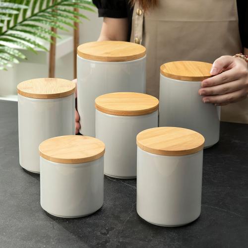 Bamboo & Ceramics dampproof Storage Jar Solid PC