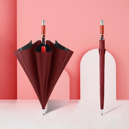 Fiber & Vinyl & Pongee windproof Long Handle Umbrella 8 rid-frame PC