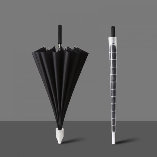 Rubber & Fiber & Iron & Pongee & PVC 16 rid-frame Long Handle Umbrella 8 rid-frame & portable Solid PC