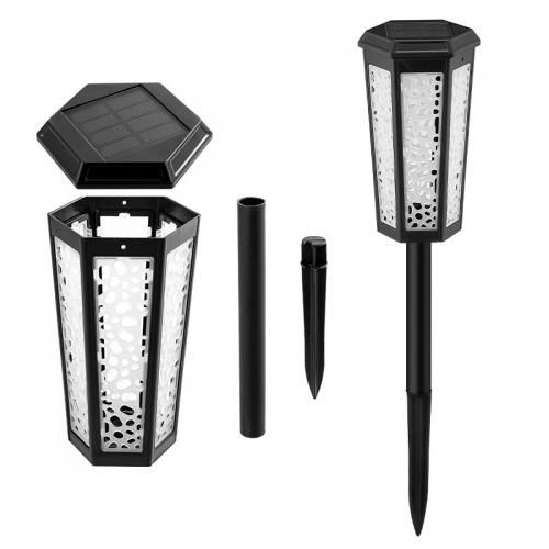 Engineering Plastics & PC-Polycarbonate with bulbs Courtyard Light, solar charge & waterproof & hollow, black, 4PC/Lot,  Lot