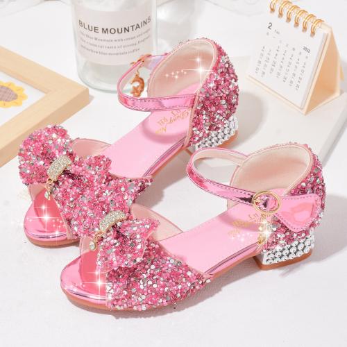 Beef Tendon & Synthetic Leather Girl Sandals Solid Pair
