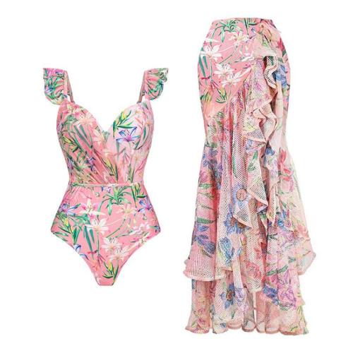 Polyamide & Polyester One-piece Swimsuit  printed floral pink PC