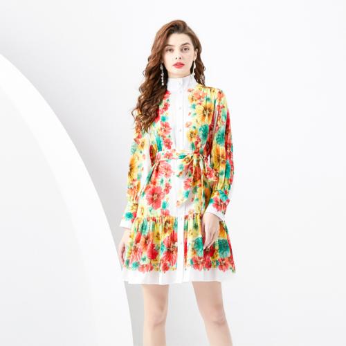 Poliestere Jednodílné šaty Stampato Květinové smíšené barvy kus