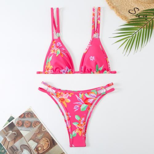 Polyamide & Spandex Bikini slimming & backless & two piece printed floral Set