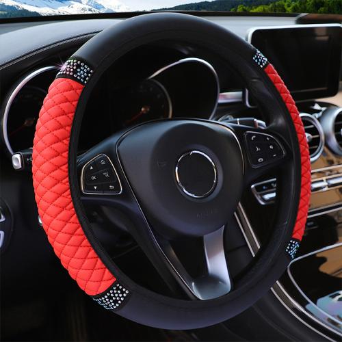 PU Leather Steering Wheel Cover four seasons general & with rhinestone PC