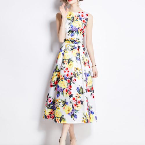 Polyester Waist-controlled One-piece Dress slimming printed PC