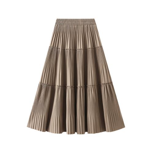 Polyester Soft Maxi Skirt large hem design & breathable Solid : PC