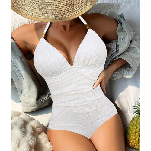 Polyamide & Polyester One-piece Swimsuit backless & padded Solid PC