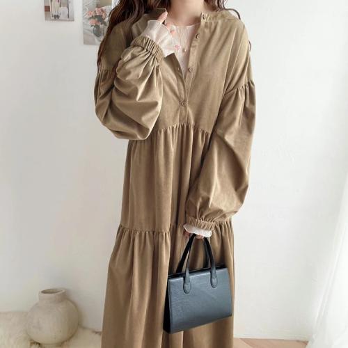Polyester long style Shirt Dress loose Solid : PC