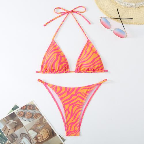 Polyester Bikini slimming & backless & two piece printed floral Set