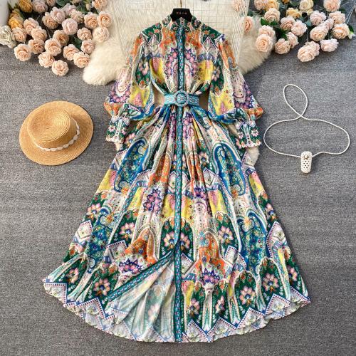 Gemischter Stoff Einteiliges Kleid, Gedruckt, gemischtes Muster, mehr Farben zur Auswahl,  Stück