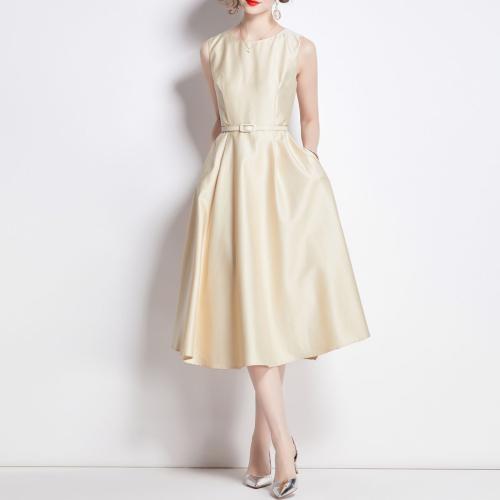 Polyester Einteiliges Kleid, Solide, Aprikose,  Stück