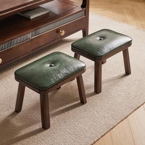 Solid Wood & PU Leather Stool PC