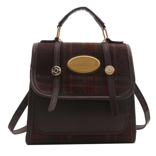 Cloth & PU Leather Easy Matching Backpack plaid PC