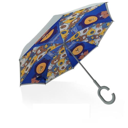 Fiber & Pongee Lange handvat paraplu verschillende kleur en patroon naar keuze stuk