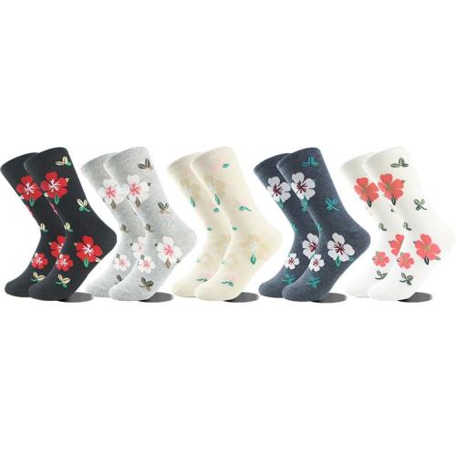 Cotton Women Sport Socks antifriction & deodorant & sweat absorption printed floral : Pair