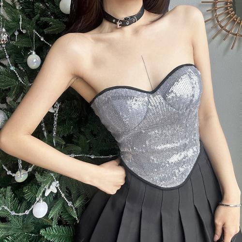 Polyester Tube Top Argent pièce