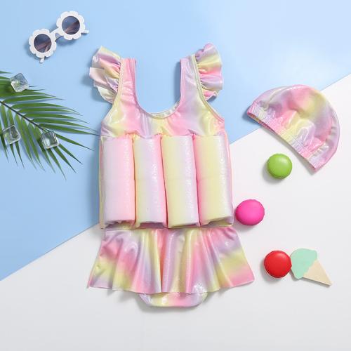 Polyester With hat Children Swimming Floating Suit & for girl Solid multi-colored PC