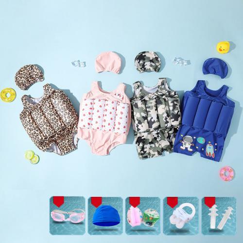 Polyester Children Swimming Floating Suit  Solid Set