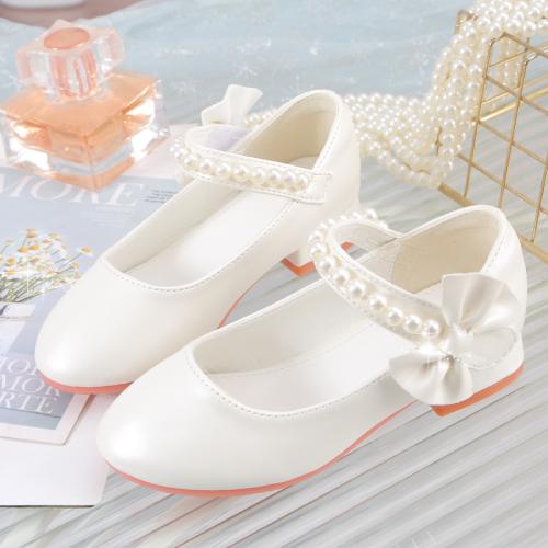 PU Leather Girl Sandals hardwearing & breathable white Pair