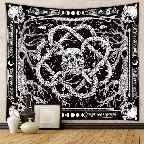 Polyester Tapestry Wall Hanging printed skull pattern black PC