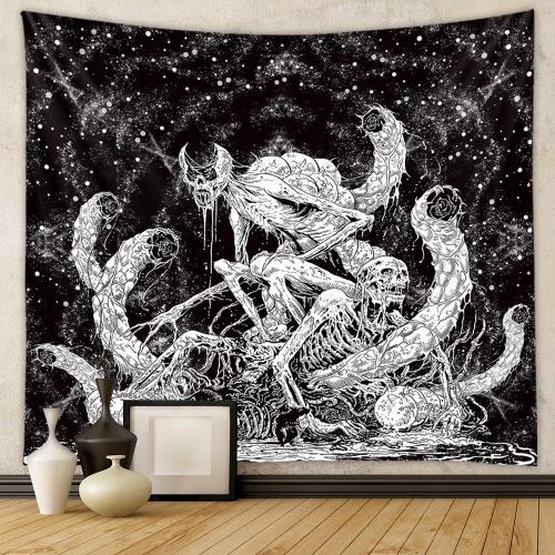 Polyester Tapestry Wall Hanging printed skull pattern black PC