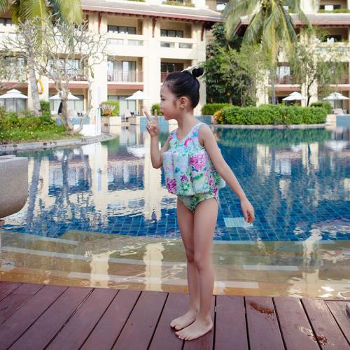 Polyamide Children Swimming Floating Suit floral blue PC