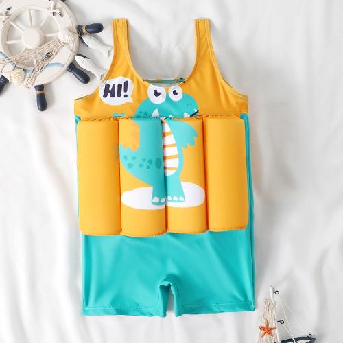 Polyester Children Swimming Floating Suit Solid yellow and blue PC
