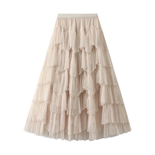 Gauze Layered & Ball Gown Maxi Skirt, breathable, Solid, more colors for choice, :,  PC