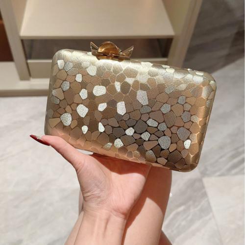 Satin & Polyester hard-surface & Easy Matching Clutch Bag with chain gold PC