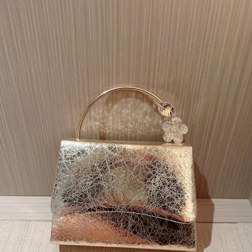 PU Leather hard-surface & Easy Matching Clutch Bag with chain gold PC