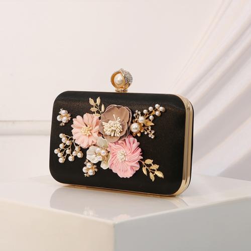 Plastic Pearl & Polyester Easy Matching Clutch Bag with chain & with rhinestone Solid PC