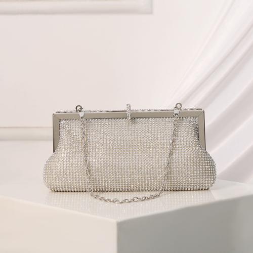 Polyester Clutch Bag with chain & durable & with rhinestone Solid PC