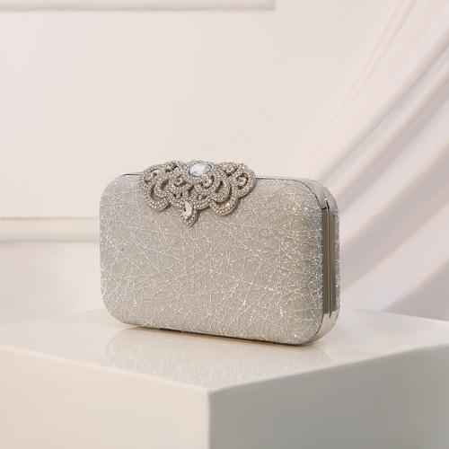 Polyester hard-surface Clutch Bag with chain & with rhinestone Solid PC
