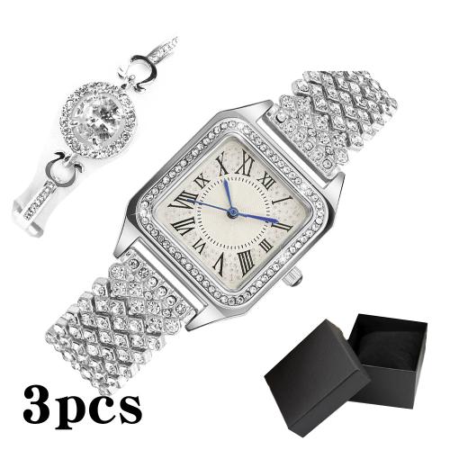 Zinc Alloy Jewelry Set for women & with rhinestone Glass & Stainless Steel plated PC