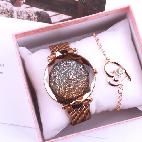 Zinc Alloy Jewelry Set for women & luminated & two piece & with rhinestone Glass & Stainless Steel PC