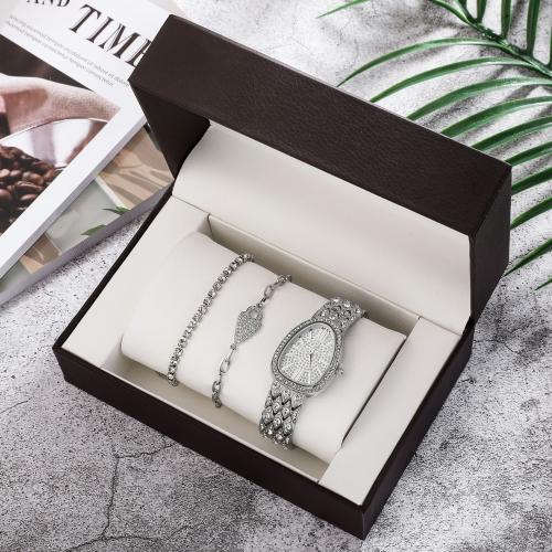 Glass & Zinc Alloy Jewelry Set for women & three piece & with rhinestone PC
