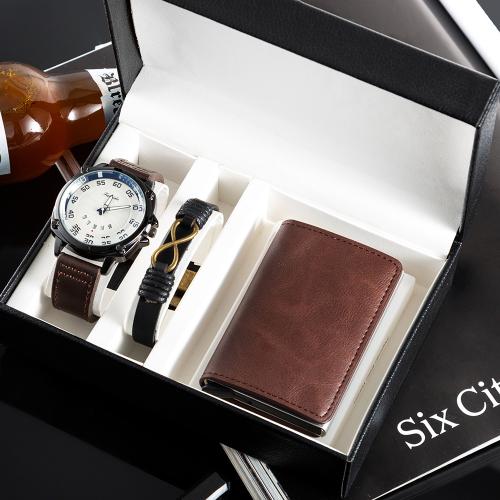Glass & Cowhide & Zinc Alloy for man Gift Set three piece plated Set