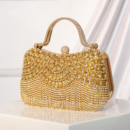 PU Leather Tassels Handbag with chain & attached with hanging strap & with rhinestone PC