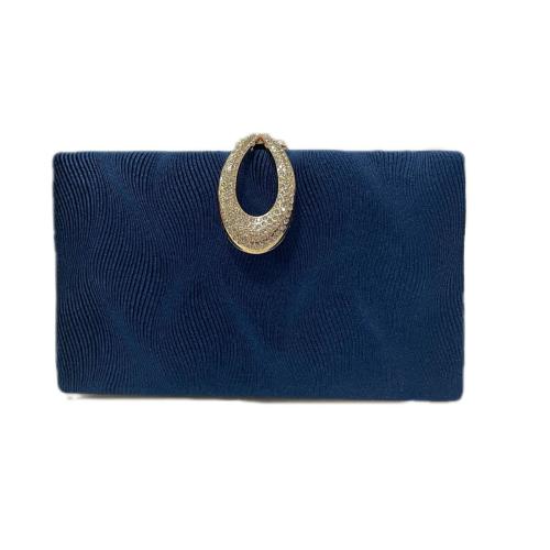 Plush Clutch Bag with chain & attached with hanging strap & with rhinestone Solid PC