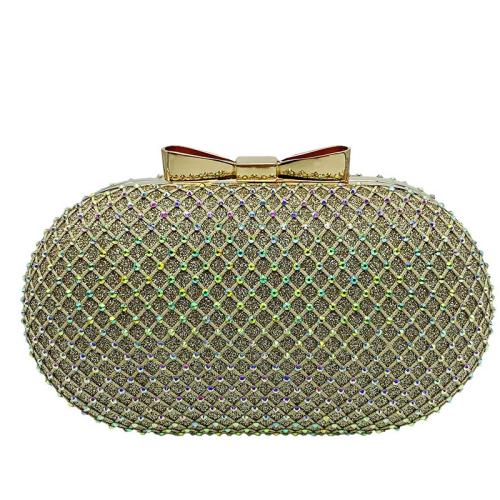 Satin Clutch Bag attached with hanging strap & with rhinestone PC