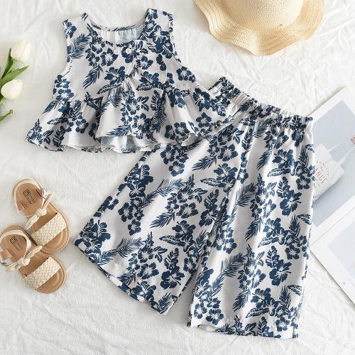 Polyester Soft Girl One-piece Dress & loose & breathable printed floral Set