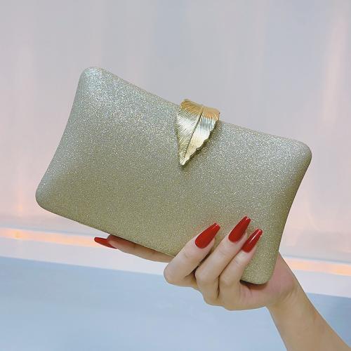 PU Leather Easy Matching & Evening Party Clutch Bag attached with hanging strap Solid gold PC