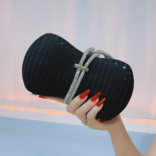 Glett Easy Matching & Evening Party Clutch Bag durable & with rhinestone Solid black PC